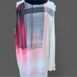 Lane Bryant Pink, Black, and Cream Sleeveless Blouse